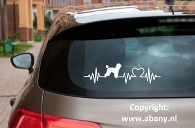 Poedel 3 x – autosticker - sticker voor raam auto deur muur laptop - heartbeat - rashondensticker - hondenlijn – hondenriem - Doglove - Abany quality design