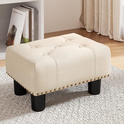 Voetkruk - Voetenbank Ottomaan - Ontspannen Zitten - Antislip Plastic Poten - 40x23x30 cm - Beige