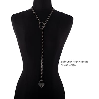 Hartslot Slipketting Ketting Liefdeskettingen Choker Hangslot Halsband Voor Vrouwen Koppels Ketting Sieraden Cadeau black