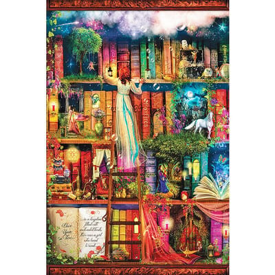 Peinture diamant 5D à faire soi-même,  étagère de livre fantastique , broderie 3D, point de croix, décoration d'intérieur, cadeau 20X30CM beige