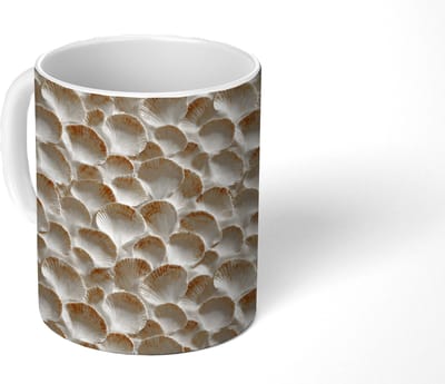 Mok - Koffiemok - Schelpen - Waaiervorm - Wit - Mokken - 350 ML - Beker - Koffiemokken - Theemok