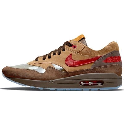 CLOT x Nike Air Max 1 Kiss Of Death CHA Unisex Sneakers Bruin DD1870-200 40.5 brown