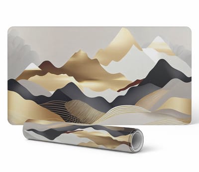 Bureauonderlegger voor grafisch ontwerpers en kunstenaars, abstract berglandschap, 90x45 cm