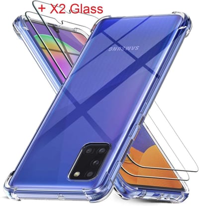 Hoesje Geschikt Voor Samsung Galaxy A31 Anti Shock Hoesje - X2 Screenprotector - Clear