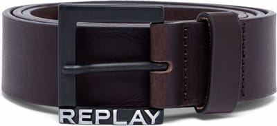 REPLAY Leren Riem Leather Belt W95 Brown Three Donkerbruin