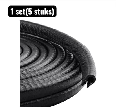 1 set（5 stuks）- Stootdoppen - Beurtsets - 1M - U-Vormige Auto Deurbeschermstrip – Rubberen Krasbeschermer voor Randen – Zelfklevende Decoratieve Afdichting voor Auto, SUV en Bus – Universeel - Zwart