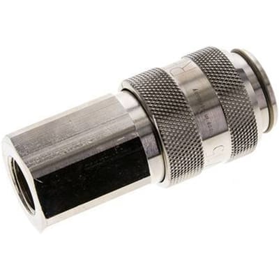 Vernikkeld Messing DN 15 Luchtkoppeling Snelkoppeling G 1/2 inch Binnendraad Double Shut-Off - CLS15-F-BN-SV-P-012