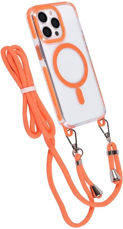 TUNIQ telefoonhoesje voor Apple iPhone 13 Pro - MagSafe backcover met koord - Oranje