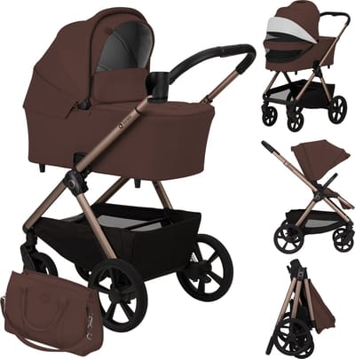 Lionelo Carmine 2 in 1 Kinderwagen – Reiswieg & Wandelwagen – GravelTech Wielen – Anti-Reflux Hoofdsteun – 3D Ventilatie – AiryDots Matras – Compact Opvouwbaar met Zitje – UPF50+ & Waterdichte Stoffen – Tot 22 kg