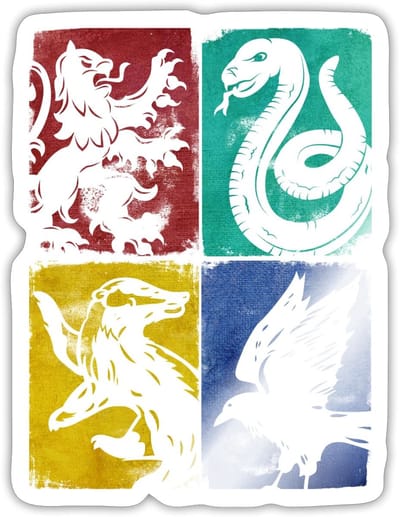 Harry Potter Afdelingen Huizen Wapen Sticker maat S (10 x 10 cm)
