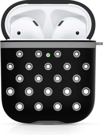 Shieldcase Case - beschermhoes geschikt voor Airpods silicone case - case geschikt voor Airpods hoesje - optimale bescherming - zwart/grijs