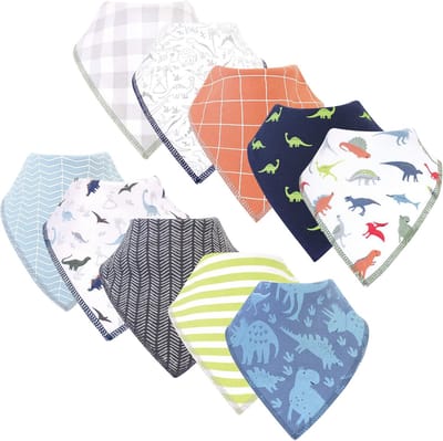 Baby Slabbertjes - Dino Print - Baby Voeden - Dubbelzijdig Materiaal - One Size - Multicolor