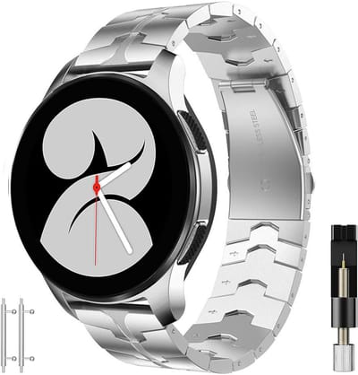 Stravo 20mm Stalen Horlogebandje – RVS bandje Geschikt voor Samsung Galaxy Watch 7 (40 & 44mm) - Galaxy Watch FE - Galaxy Watch 6 - Galaxy Watch 6 Pro - Galaxy Watch 5 - 5 Pro - Watch 4 - 4 Classic - Active 2 - Watch 3 (41mm) – Metalen – Zilver