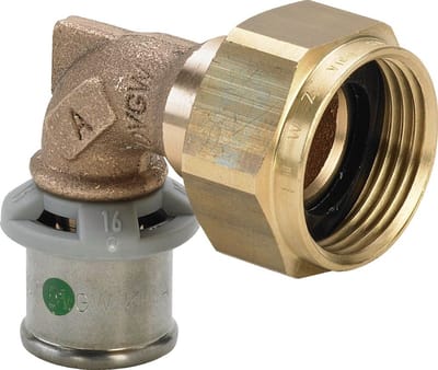 Viega Sanfix Fosta Sanfix P-aansluitkoppeling 90 graden, d 16mm, G 3/4 roodkoper model 2155, 457976