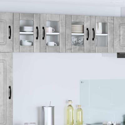 vidaXL - Wandglas - Kasten - LUCCA - Betongrijs - 60 - x - 31 - x - 40 - cm - Bewerkt - hout