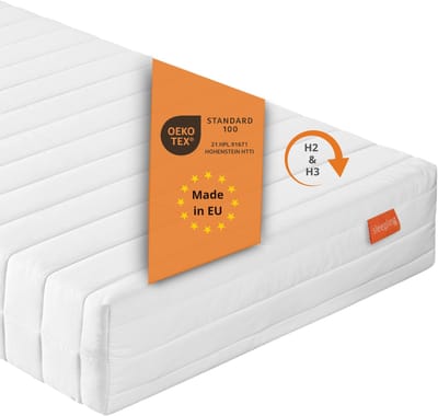 sleepling Basic 30 - wendematras 100x200 cm comfortschuim - matras met duo hardheidsgraad 2 en 3 - 21 cm hoogte - afneembare hoes - Made in EU - topkwaliteit - 100 x 200 x 21 cm - wit