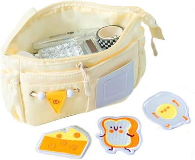 Etui - Pennenzak - Pennenetui - Etui school - Grote Pennenetui met 2 Vakken – School Etui voor 35 Pennen - Potlood Etui met Handvat en Verwisselbare Patch - Schrijfwaren Organizer voor School - Kantoor en Studie