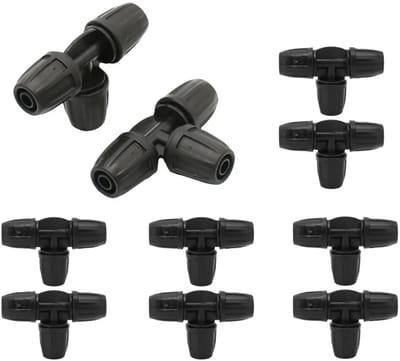 Dailygoods - Tee Connector - 3-Weg Adapter - Eenvoudige installatie - 8/11 mm - Slangdruppelirrigatiesysteem - Voor tuin en landbouw - 10 stuks