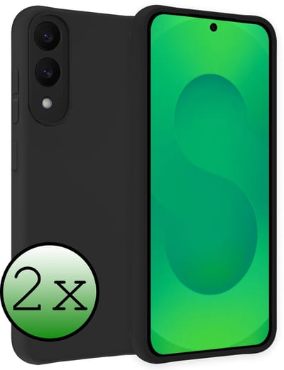 Hoesje 2 Stuks - Geschikt voor Samsung Galaxy S25 Edge - Sterk & Shockproof - Case Siliconen - Back Cover - Telefoon Hoes - Zwart