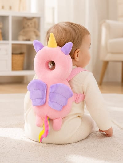 Baby Hoofdbescherming Kussen – Roze Eenhoorn – Rugbeschermer voor Baby – Hoofdbeschermer Baby – Verstelbare Veiligheidsrugzak – 6 tot 24 Maanden