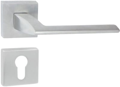 Domino® Deurkrukgarnituur ELIZA QR M4 PZ - Satijn Chroom - PZ-Profielcilinderset met Vierkant Rozette - Deurbeslag van aluminium - Deurklink voor kamerdeur, kantoordeur, kelderdeur en binnendeur