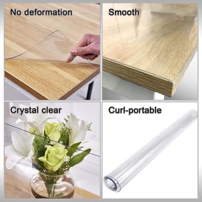 Transparant plastic tafelkleed 1,5 mm dik, duurzaam en afwasbaar, tafelzeil tafelkleed voor onderhoudsvriendelijk, herbruikbare tafelhoes voor kaarttafel, 60 x 130 cm