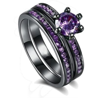 Charm Paar Ringen Romantische Paarse Steentjes Vrouwen Ringen Set Trendy Mannen Rvs Keltische Draak Ring Mode-sieraden 11 gray