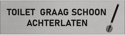 CombiCraft Aluminium deurbordje Toilet graag schoon achterlaten 165x45mm - per stuk