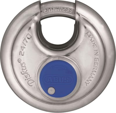 ABUS Discushangslot - 70mm - RVS - met blauwe beschermkap (Verpakt in blister)