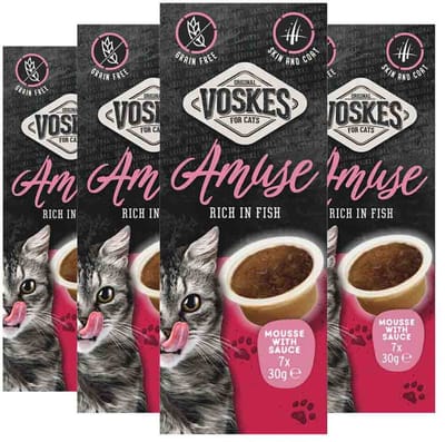 Voskes Kattensnack Mousse Vis in Saus - 4 x 7x30 gr - Voordeelverpakking