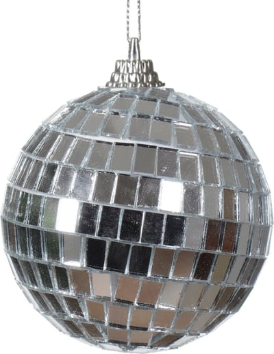 Kerstbal Discobal kunststof zilver 6cm