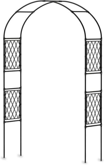 Metalen Tuinboog - Zwart - Rozenboog voor Klimplanten - Decoratieve Boog voor Tuin, Terras & Bruiloft - Weerbestendig - 220 cm Hoog