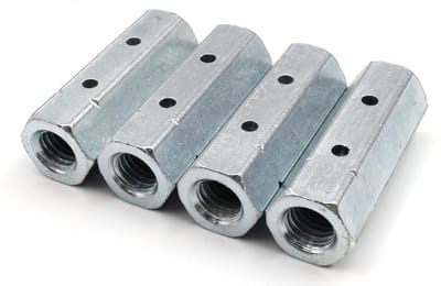 Dailygoody - Stangmoer M6 x 30 mm - Zeskant spanslotmoer - Staal verzinkt - Set van 4 - Geschikt voor hek- en bootbouw - Zilver