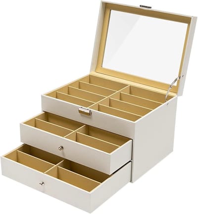 Brillen Organizer - Opbergdoos Brillen - Veilig Opbergen - Ruimtebesparend Ontwerp - 18/24 Vakken - Wit