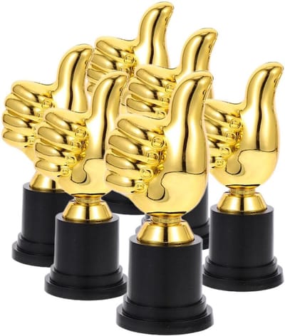 Decoratieve Trofee Beker - Prijsbeker Wedstrijd - Feestelijke Beloningen - 6 Stuks Set - 13x5x3cm - Goudkleurig