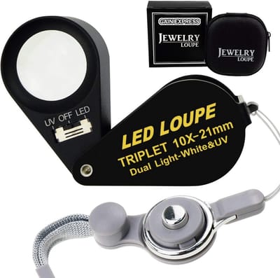 10x Juweliersloep met LED en UV Licht - Vouwbaar Vergrootglas voor Diamanten, Postzegels en Sieraden Inspectie