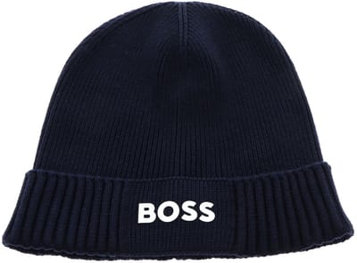BOSS muts Asic Beanie Dark Blue donkerblauw