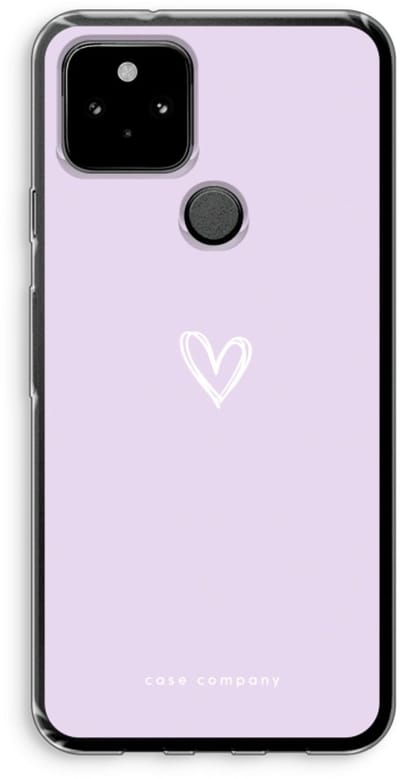 Case Company® - Hoesje geschikt voor Google Pixel 5 hoesje - Klein hartje paars - Soft Cover Telefoonhoesje - Bescherming aan alle Kanten en Schermrand