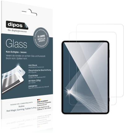 dipos – 2x Pantserfolie geschikt voor Nubia Red Magic Gaming Tablet 5 Pro | 9H Screenprotector