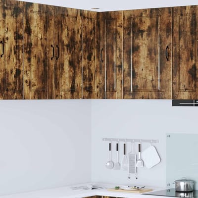 Keukenkast Hout - Opbergkast Keuken - Keuken Organiseren - Wandmontage Ontwerp - 57 x 57 x 80 cm - Rookeiken