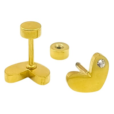 Hart oorknopjes voor meisje - CZ steentje - Gold-plated premium staal - Hypoallergeen