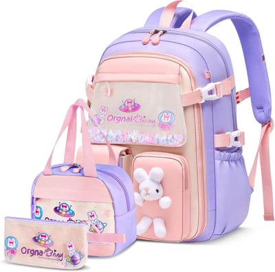 Complete Schooltas Meisjes - 3 Delige Set: Rugzak, Broodtrommel & Pennenhouder voor Basisschool