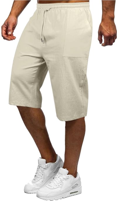 Linnen shorts heren korte heren 3/4 linnen broek heren shorts linnen korte broek heren zomer linnen