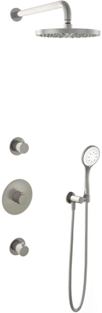 Hotbath Buddy - Inbouw Regendoucheset - 2 Stopkranen - Thermostatisch - Wandarm 35 cm - Hoofddouche 250 mm - Ronde Handdouche 3 Standen - Waterbesparend - V02