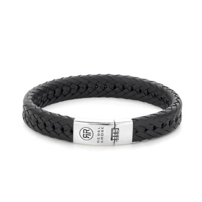 Rebel & Rose Absolutely Leather Twisted Flat Black RR-L0090-S-19.5 cm