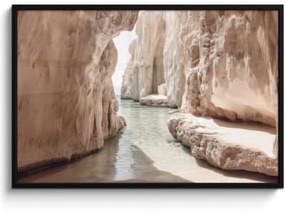 Poster in lijst - Fotolijst 120x80 cm - Posters - Rotsen - Zee - Zand - Kloof - Posterlijst zwart - Decoratie - Wanddecoratie woonkamer - Muurdecoratie slaapkamer