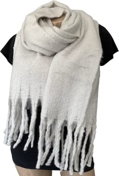 Warme Sjaal - Dikke Kwaliteit - Lichtgrijs - 200 x 54cm (8851BC22)