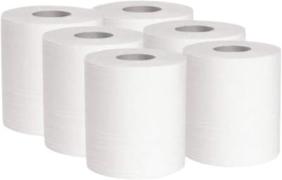 6 Rollen Handdoekpapier Glad - 2-Laags Absorberend - Centrale en Zijdelingse Afvoer