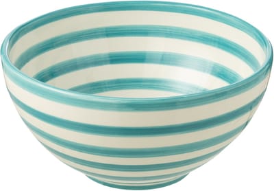 J-Line kom Granada Stripes High - keramiek - wit/aqua - large - Ø 28 cm