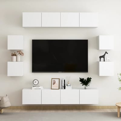 vidaXL - 8-delige - Tv-meubelset - bewerkt - hout - wit